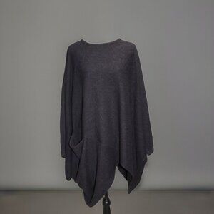 Kadem Sasson Sweater Poncho Cape Lagenlook black Pullover Pocket Israel One Size